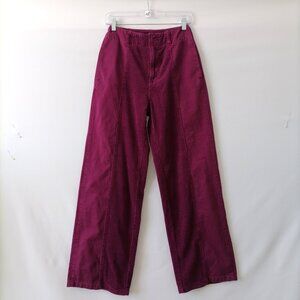 BDG Outfitters Womens Magenta Pink High Waist Corduroy Wide Leg Pants Size 26